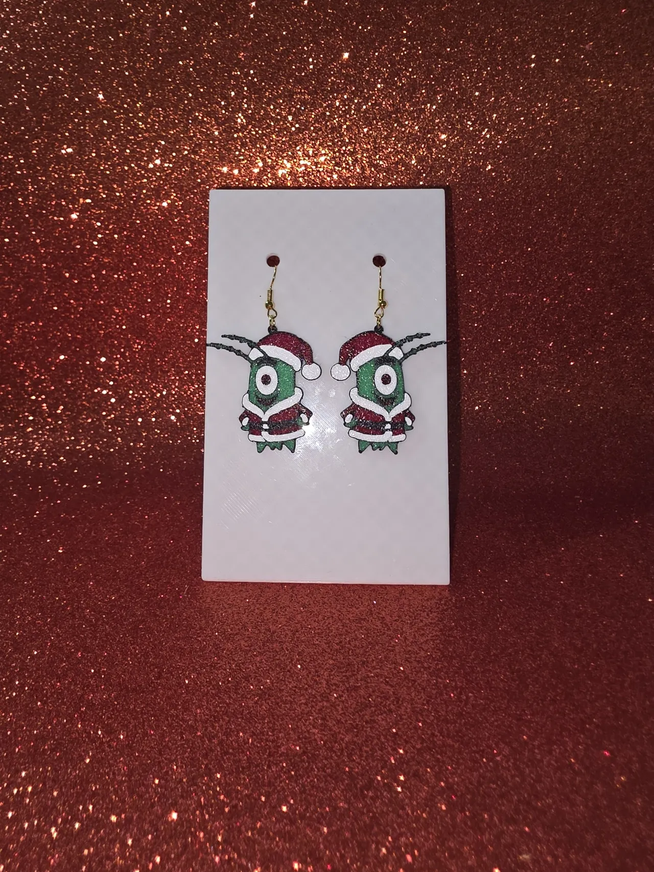 Christmas Plankton earrings view 2