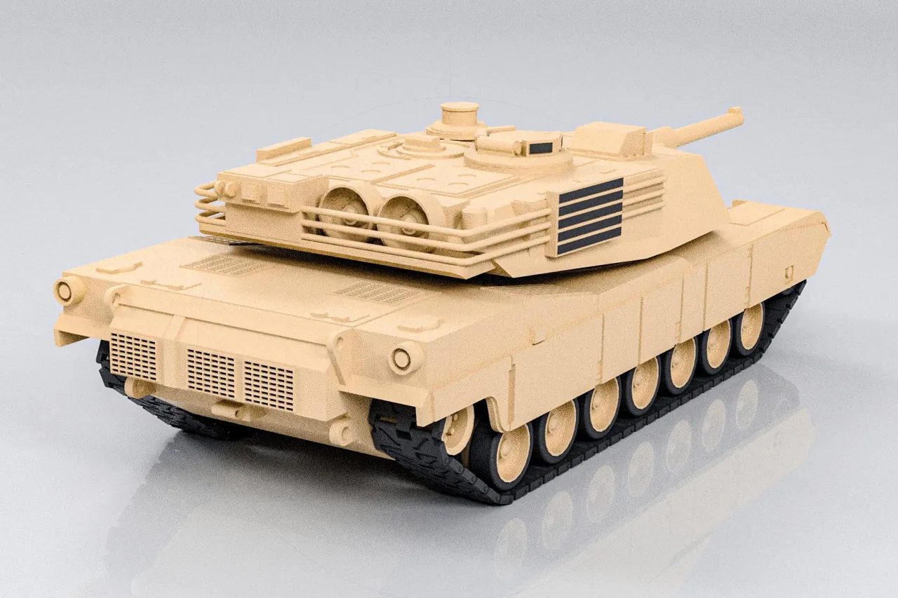 M1A2 Abrams 1:35 fully 3D printed model tank view 4