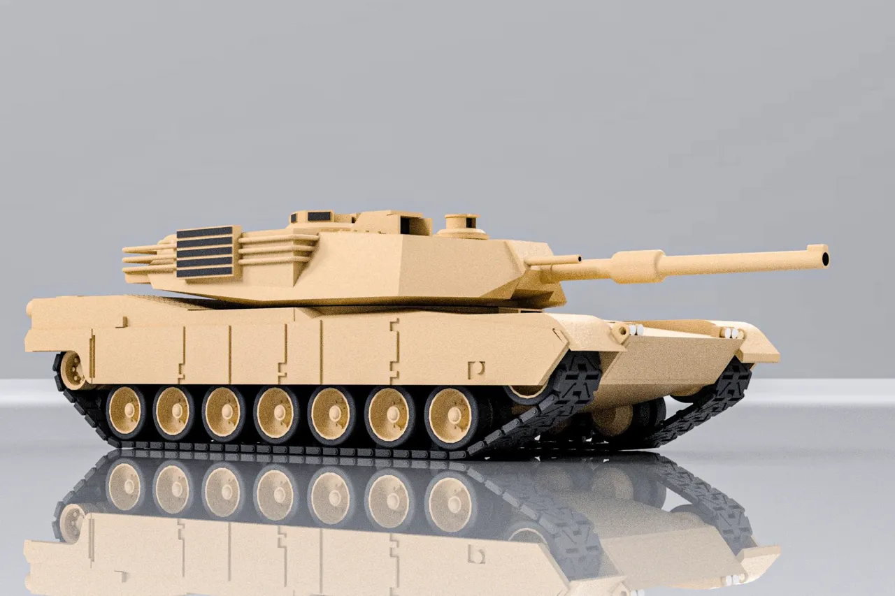 M1A2 Abrams 1:35 fully 3D printed model tank view 2