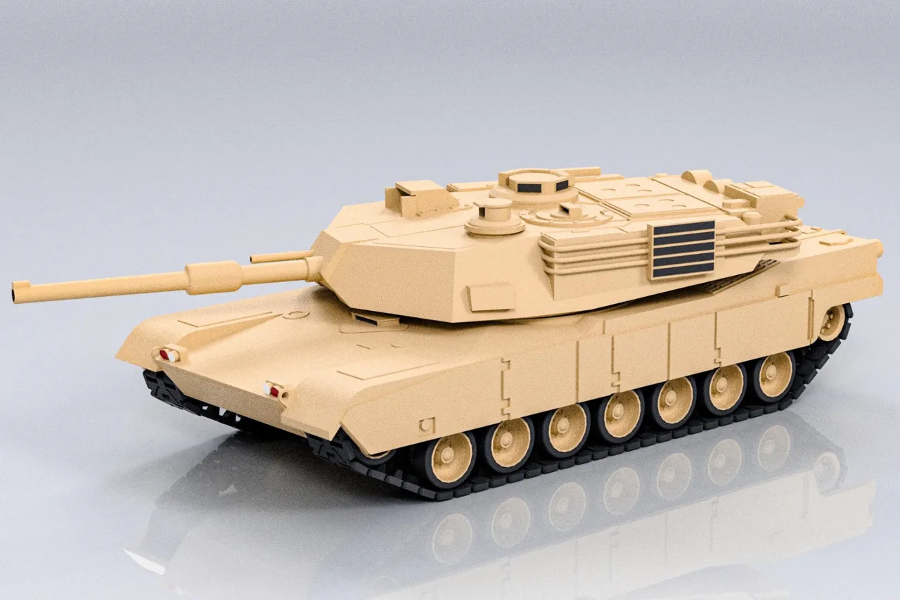M1A2 Abrams 1:35 fully 3D printed model tank view 3