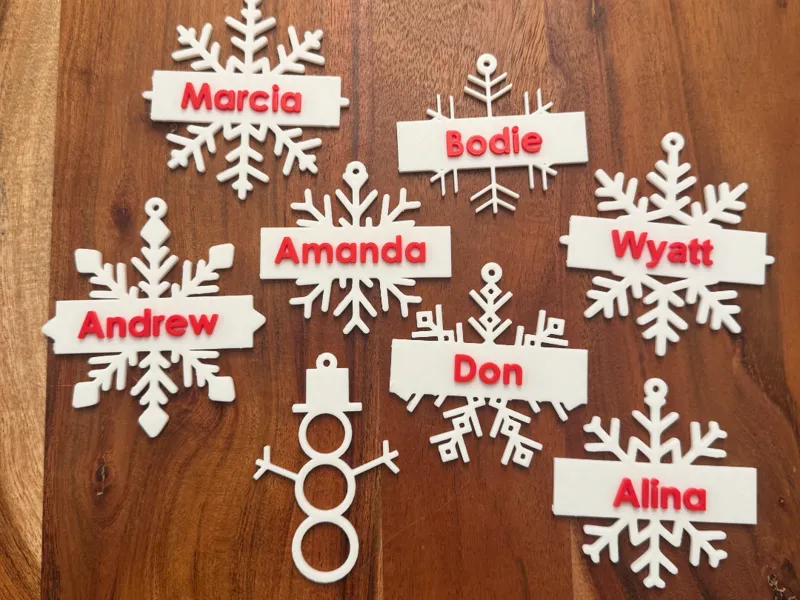 SnowFlake Ornaments names can be changed in slicer