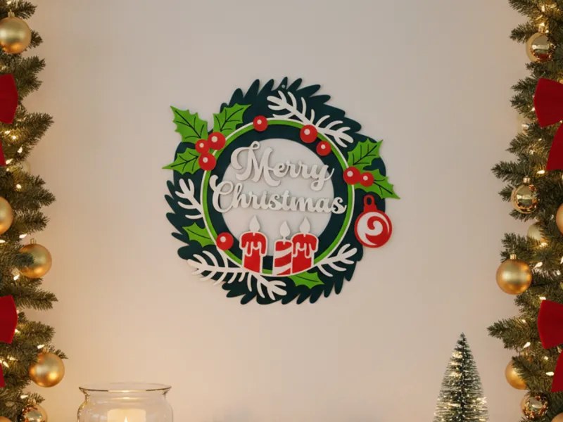 Berries & Candle Christmas Wreath | AMS & NO AMS