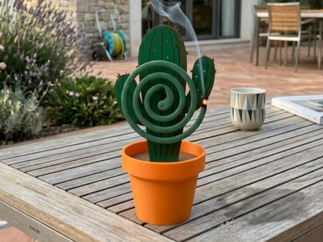 Cactus Mosquito Coil Holder with Storage Pot