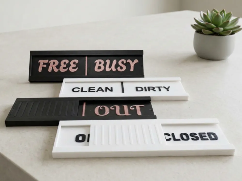 Sliding Status Sign – ANY TEXT (In/Out, Free/Busy) - Free 3D Print ...