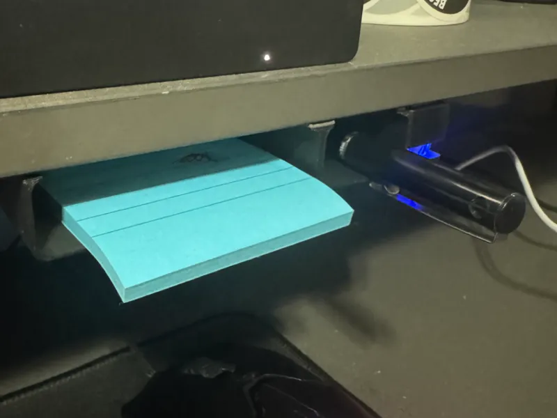 Under Desk Sticky Note + Pen Holder