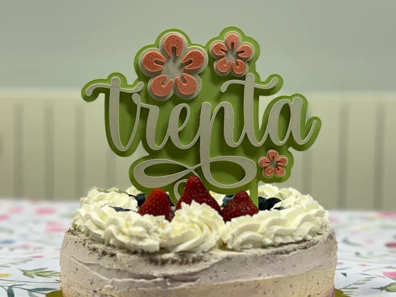 Cake topper 30 anni floreale (Versione AMS)