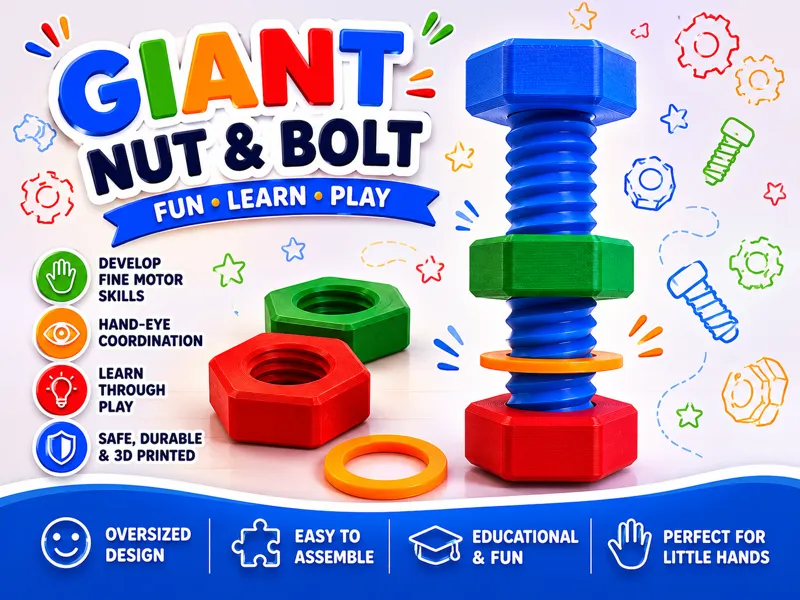 Giant Printable Nut & Bolt Toy