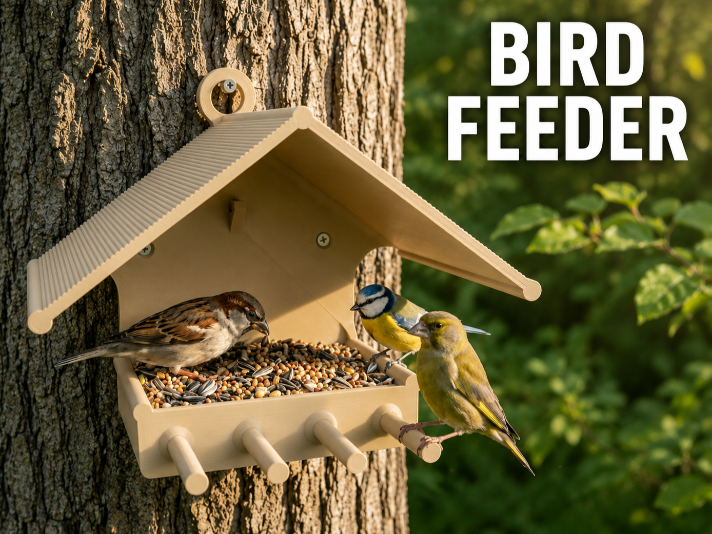Bird Feeder with Perches – Easy Wall or Tree Mount