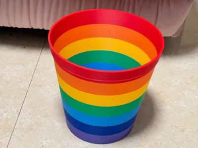 Rainbow trash can