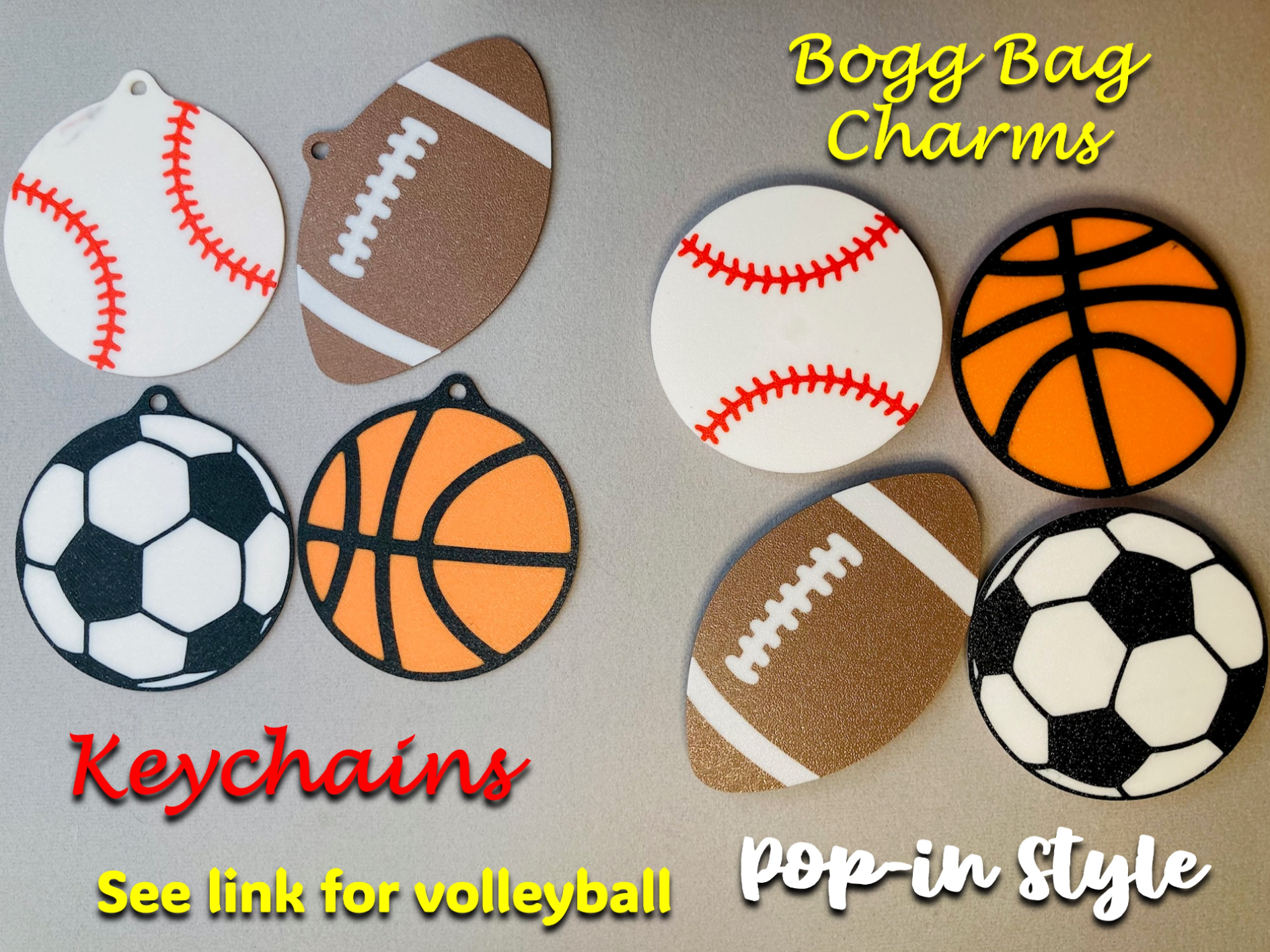 Bogg Bag Charm Sports Balls and Keychains