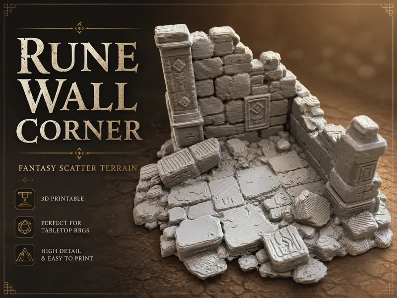 Runenmauer-Ecke – Fantasy Scatter Terrain
