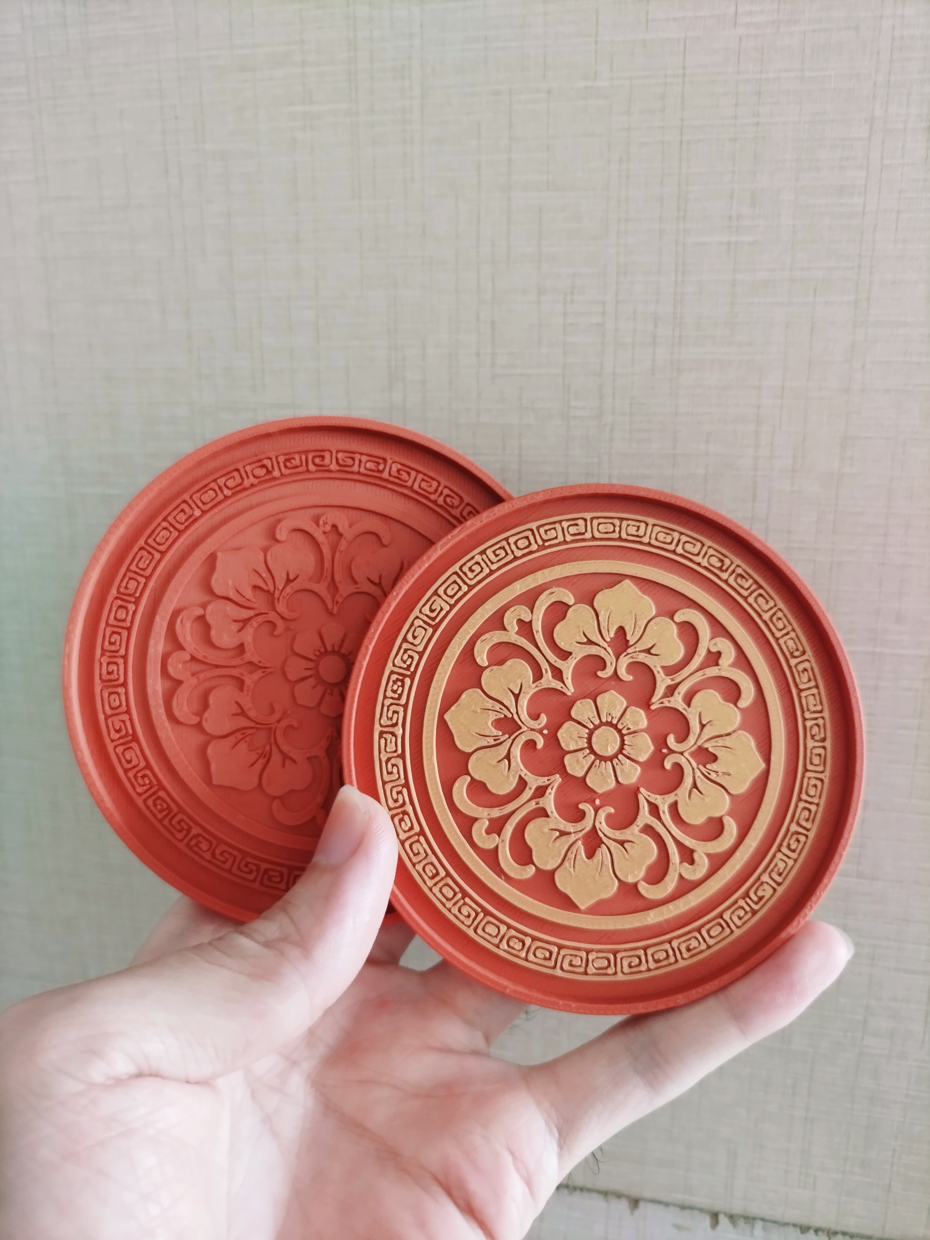 Miniatura 2 do modelo 3D 中式古典杯垫 古风花纹