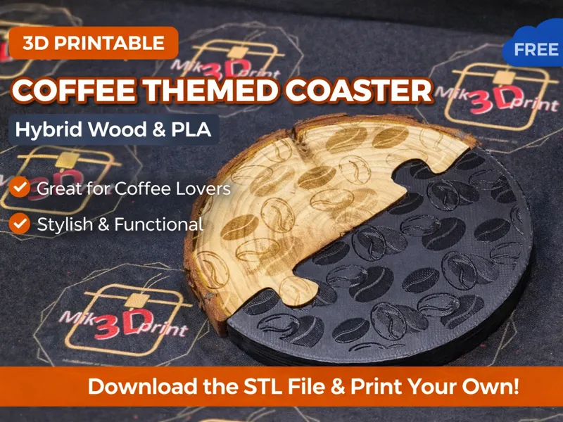 Coaster en bois et PLA gravé motif grains de café