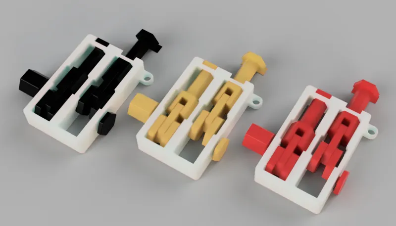 Articulated piston engine keychain
