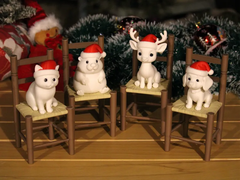 Christmas Pets on Chairs