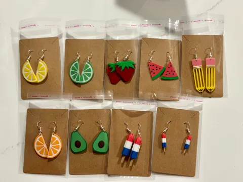 Orange/Lime/Lemon Earrings view 4