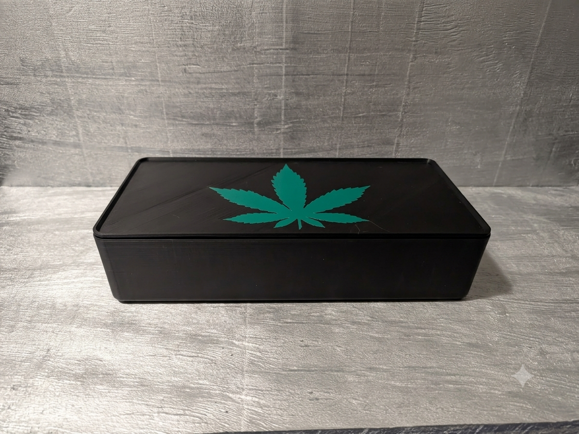 Cannabis Leaf Stash Box/Rolling Tray