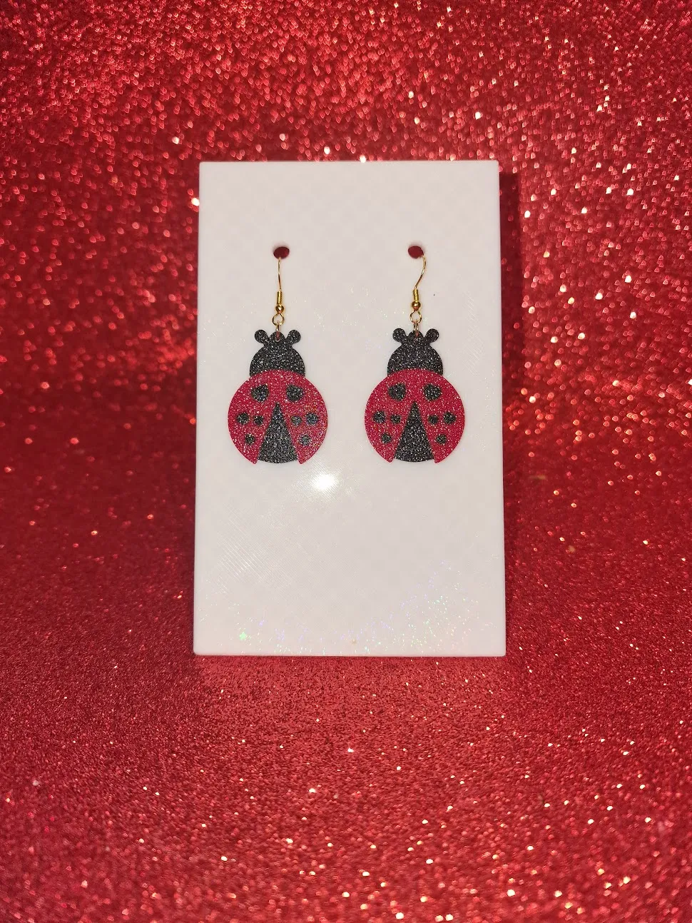 Ladybug in love earrings view 2