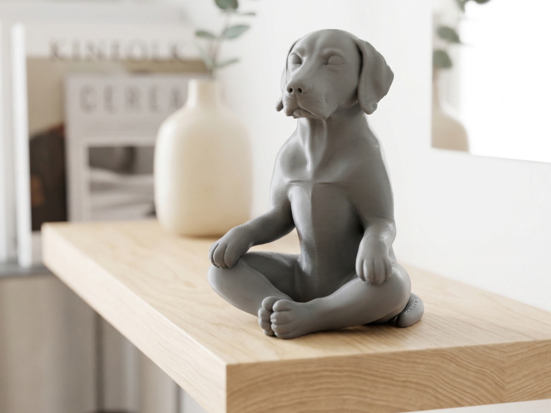 Meditating Weimaraner Dog - Zen Master Statue 