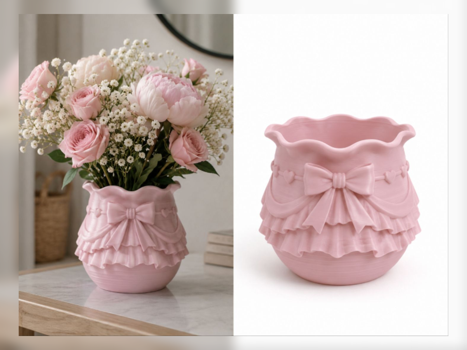 Pink Ruffle Bow Vase