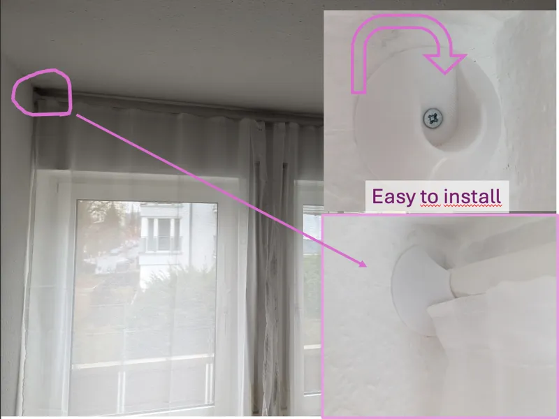 Wall mount for curtain rod 20mm