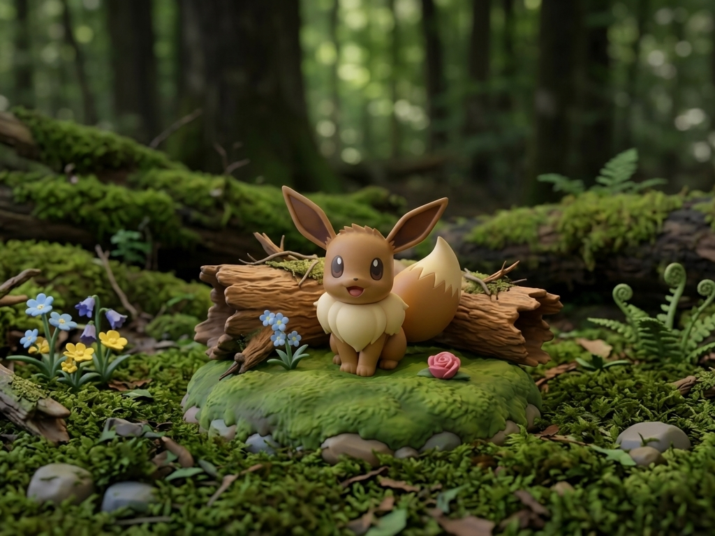 Eevee Garden Diorama | Stylized Miniature
