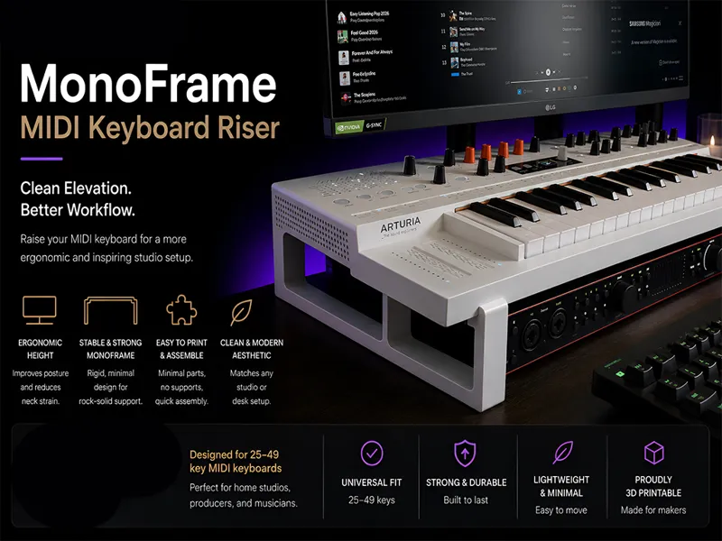 MonoFrame Minimal MIDI Keyboard Riser Stand 37-Key