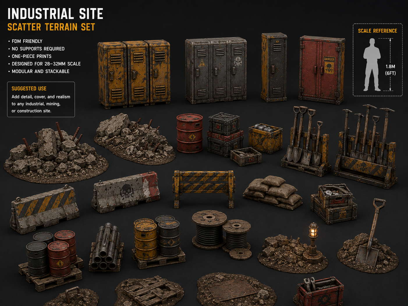 24 piece area terrain set for mining sites delvin