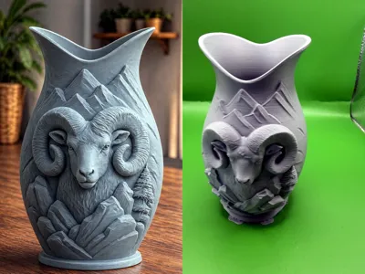 Mountain Ram Decorative Vase