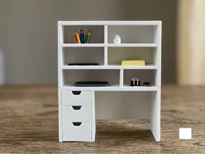 Miniature 3D-Printed Desk with Hutch
