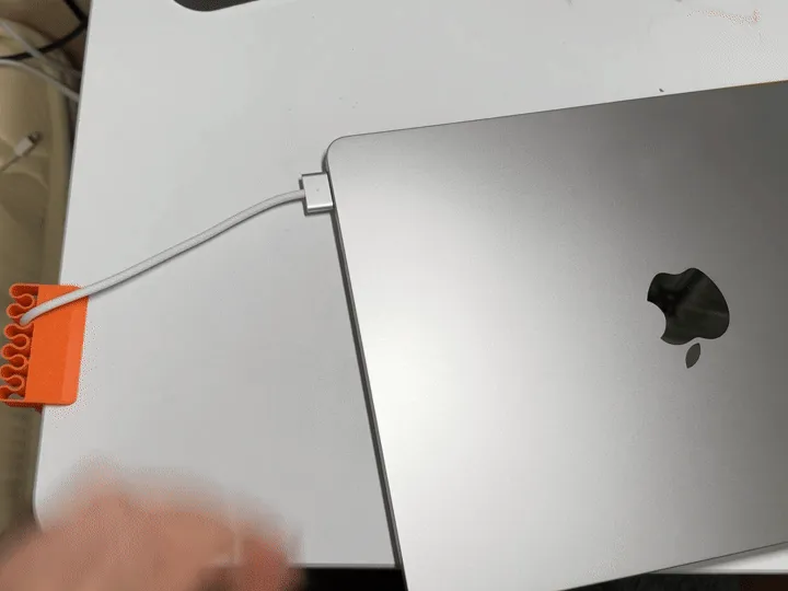 Table side data cable clamp view 4