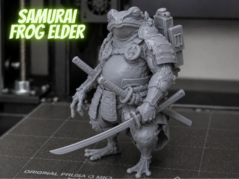 Samurai frog elder miniature / statue