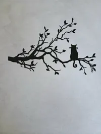 Silhouette décorative chat sur une branche — photo 4