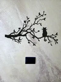 Silhouette décorative chat sur une branche — photo 5