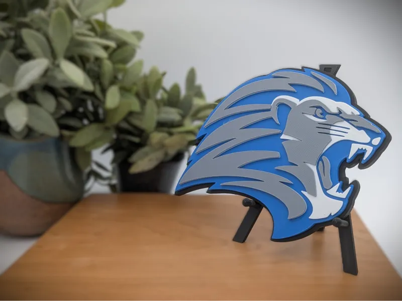Detroit Lions Logo Sign with easel 