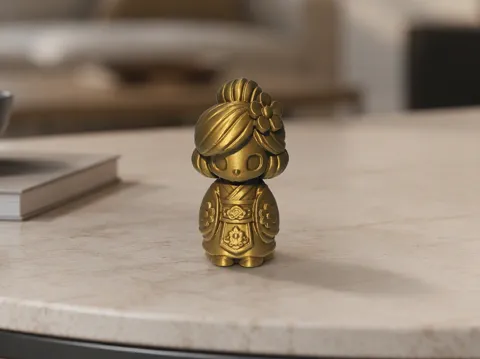 Escenografía en miniatura: Kokeshi-Dame "Bluetenhaar" traditionelles Gewand — referencia de MakerWorld