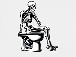 Thinker Skeleton on a Toilet