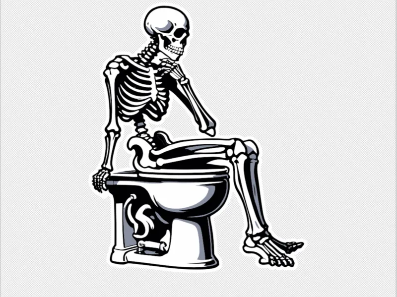 Thinker Skeleton on a Toilet