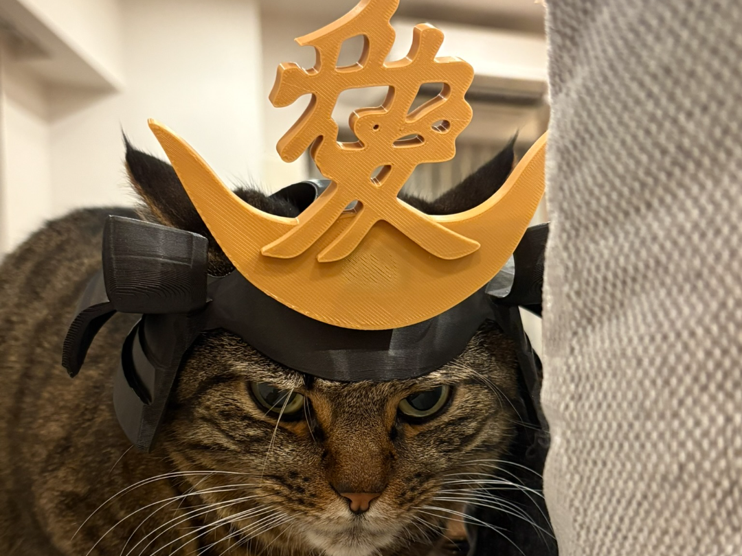 Japanese Samurai Naoe Kanetsugu Cat Kabuto
