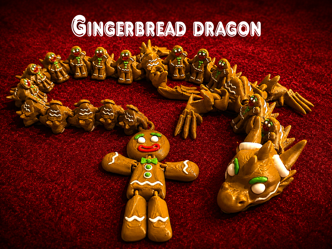 Articulated flexi Gingerbread dragon