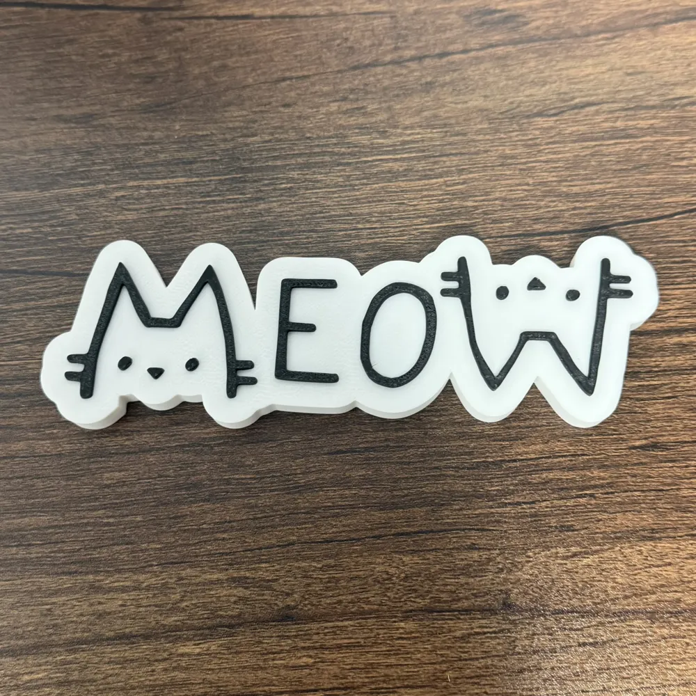 Meow Cat Desk Sign | Cute Cat Decor - Free 3D Print Model - MakerWorld