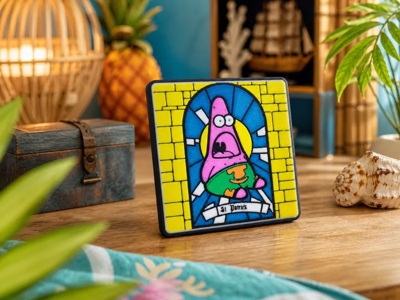 Bikini Bottom Star Coaster – Stained Glass Style