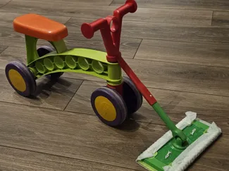 Swiffer attachment for old Lena Mini Balance Bike