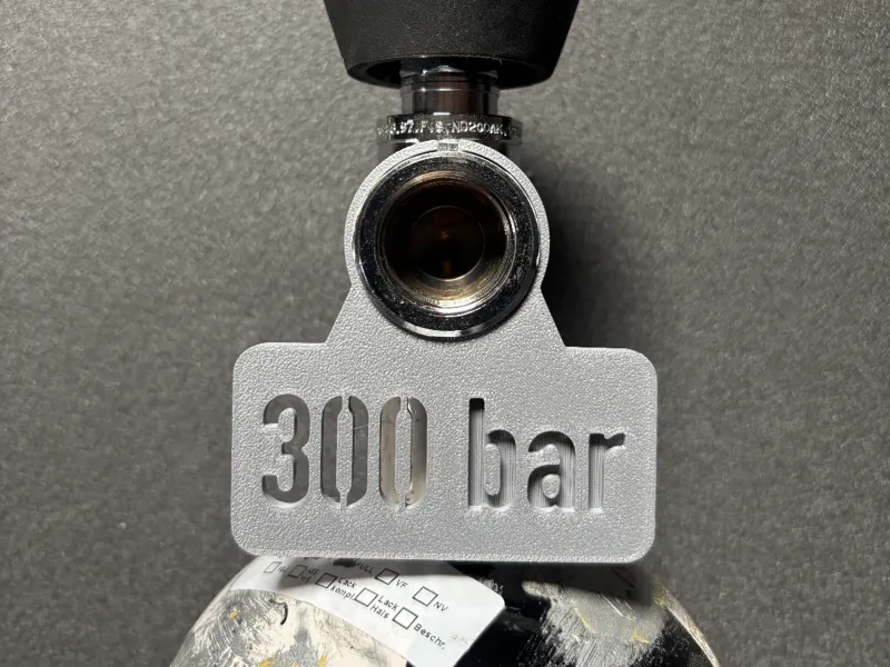Ventilschild für Druckluftflaschen 300bar unten
