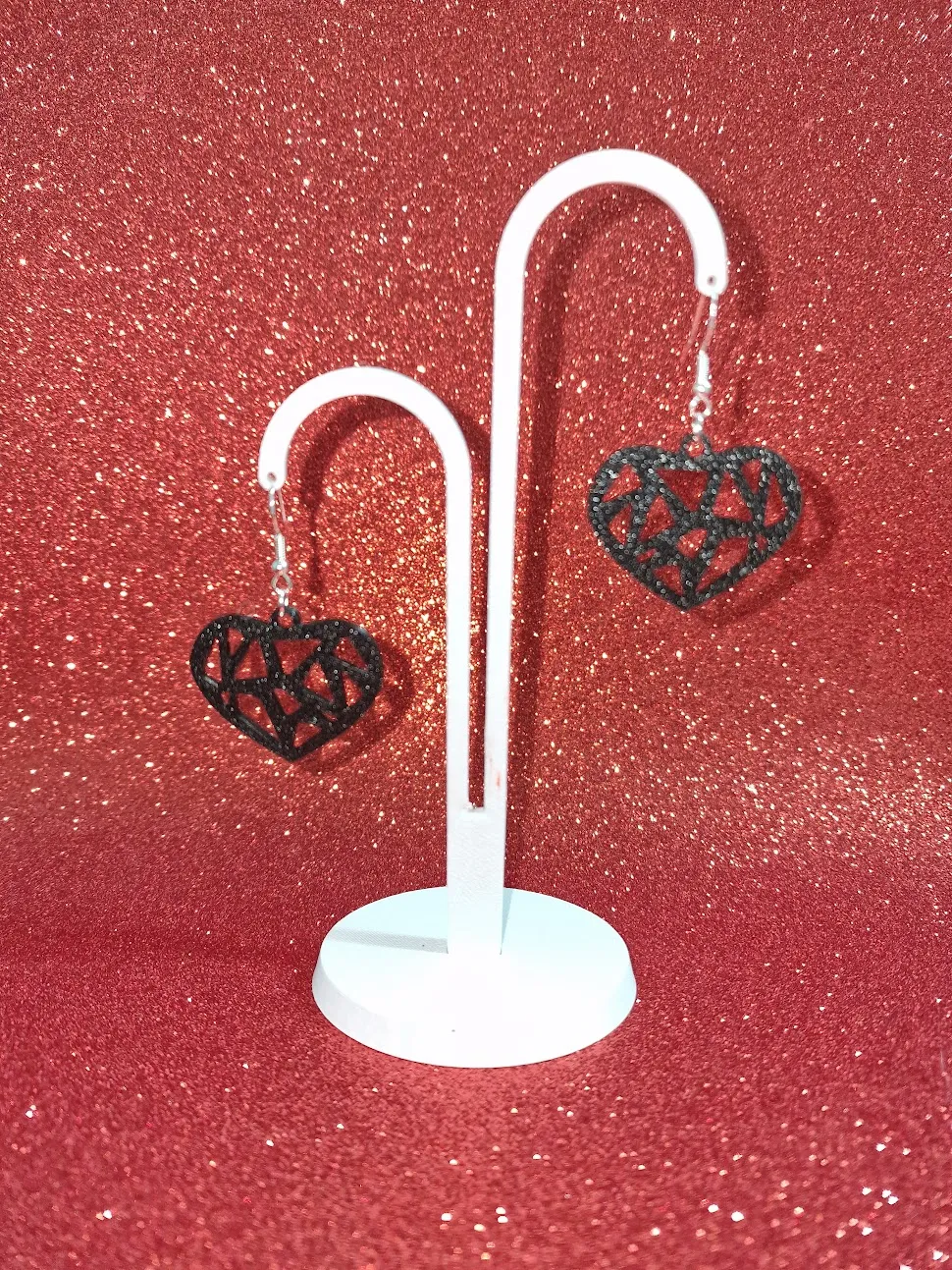 Poly heart earrings view 3
