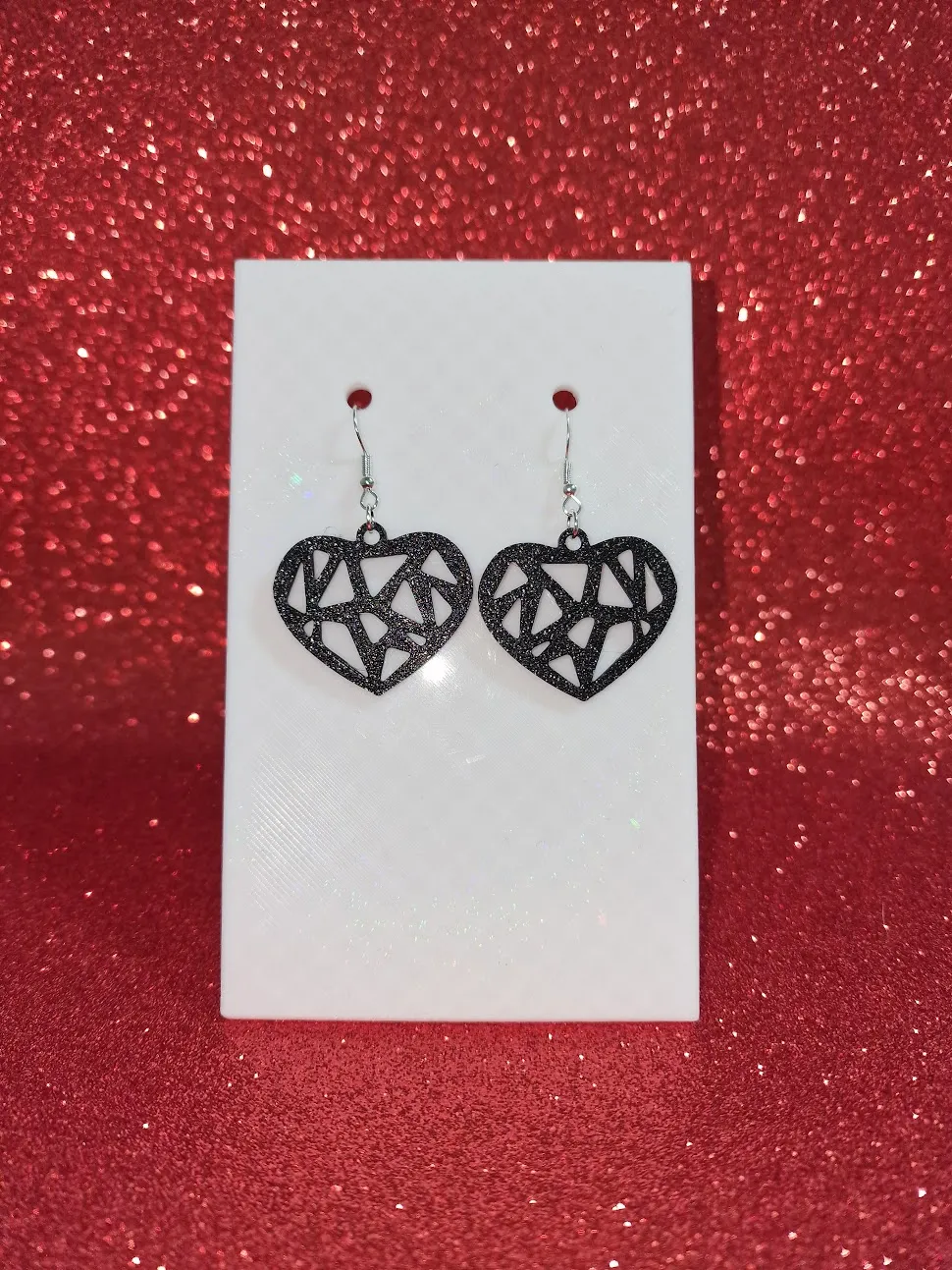 Poly heart earrings view 2