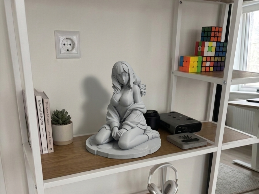 Cozy Over-the-Shoulder Anime Girl | Decor