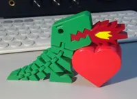 Porte-clés petit dinosaure (cœur et flamme) — photo 4