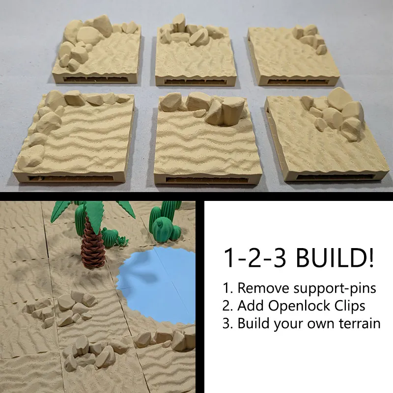 Sand tiles with rocks (Openlock system) - Free 3D Print Model - MakerWorld