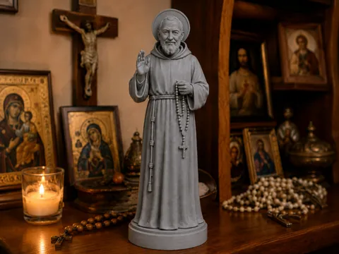 Figura decorativa: Padre Pio – Saint Pio Statue STL — referencia de MakerWorld